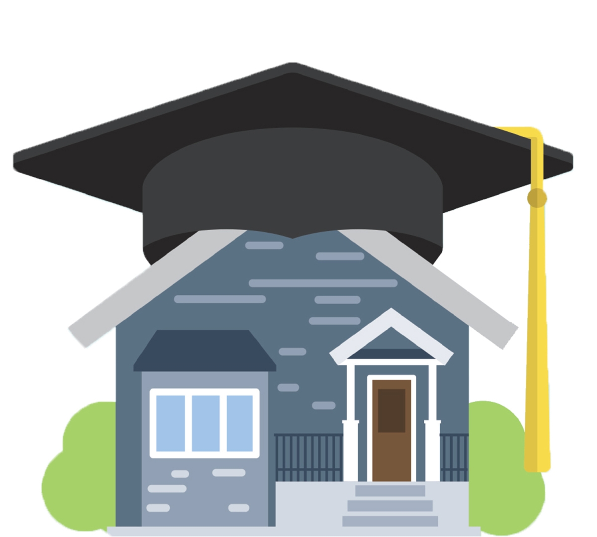 House with a graduation cap. 