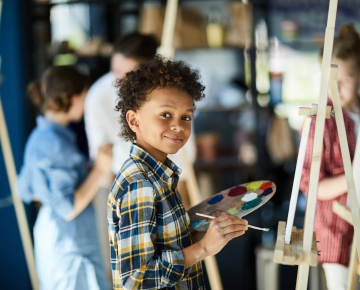 kids in art class painting