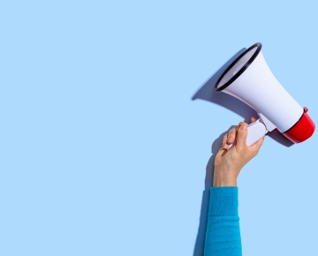 megaphone blue background